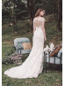 Beaded Ivory Lace Wedding Dress With Detachable Tulle Train Beaded Ivory Lace Wedding Dress With Detachable Tulle Train